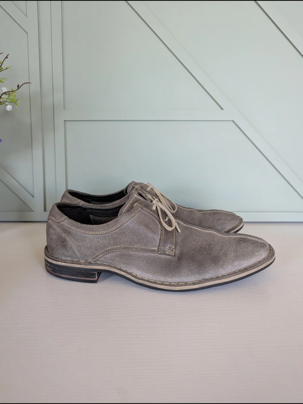 Cole Haan Gray Suede Derby Lace-Up Shoes